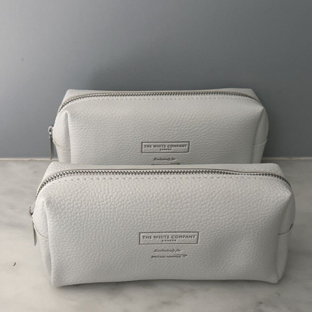 2 Unused The White Company x British Airways Toiletry Kits Cosmetics Makeup Bags